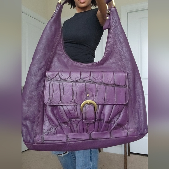 Michael Rome Purple Leather Hand Bag Purse Y2K - Picture 10 of 10